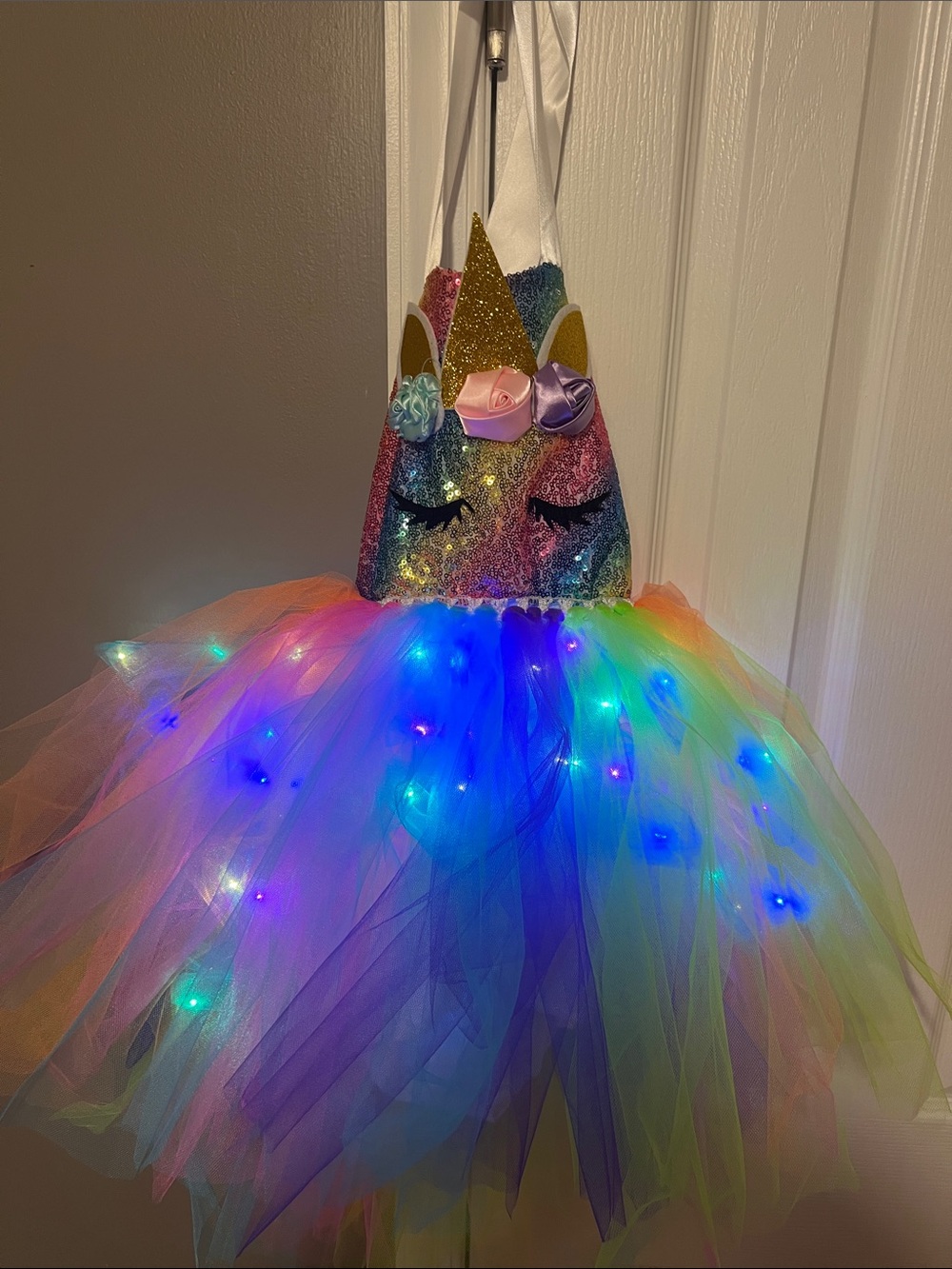 Glitter Rainbow Unicorn Light-Up Tutu Dress for Kids